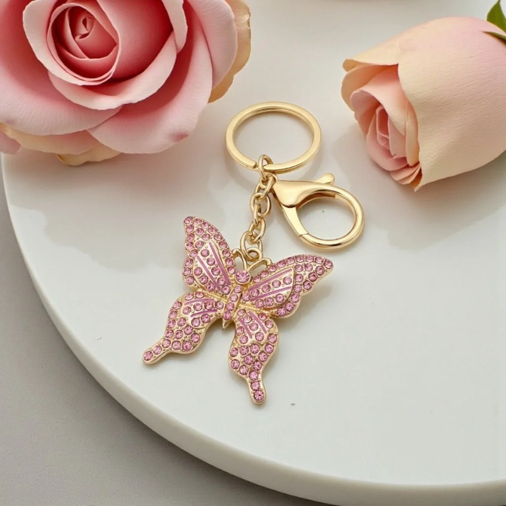 Butterfly Keychain Charm Gold and Pink NWT - Picture 2 of 14